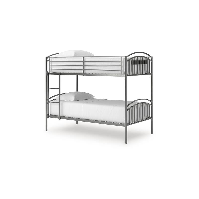 Signature Design by Ashley Graymound Gray Twin over Twin Bunk Bed with Ladder