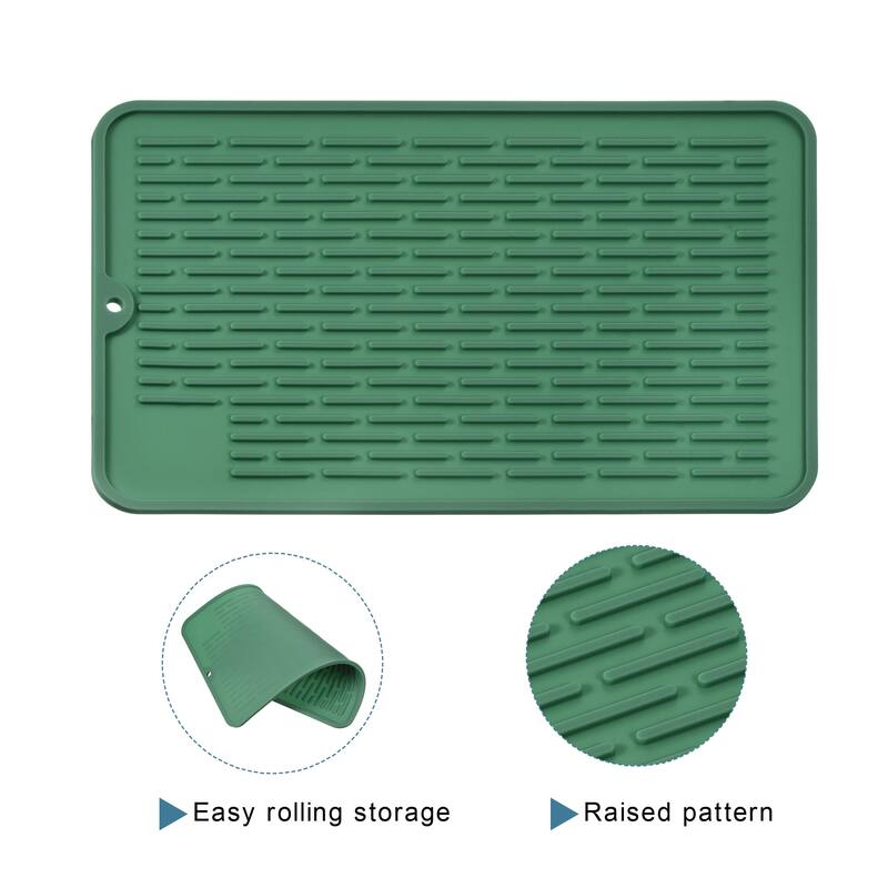 Silicone Dish Drying Mat Set, 11.8"x7.9" Dish Drain Pad Heat Resistant - 30 x 20 x 0.5cm