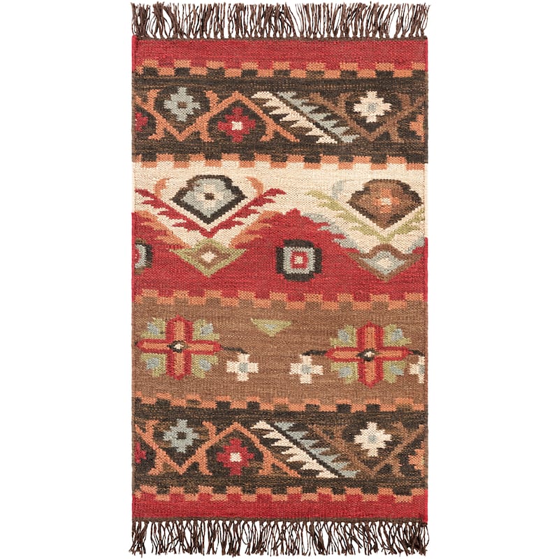 Livabliss Louise Handmade Southwestern Wool Flatweave Area Rug