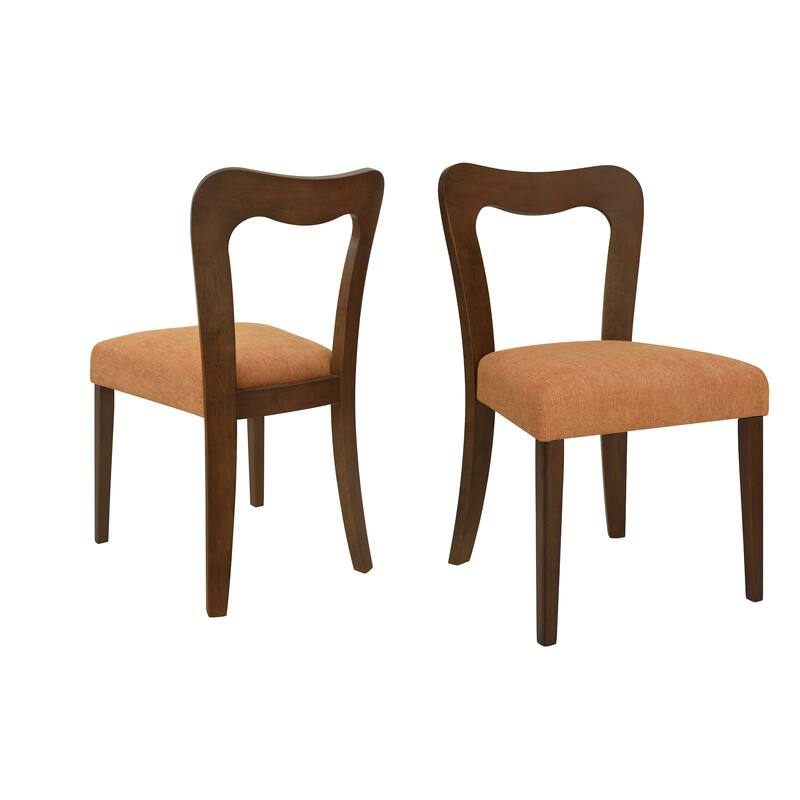 Contemporary Wooden Frame Armless Dining Chair with Open Back(Set of 2）