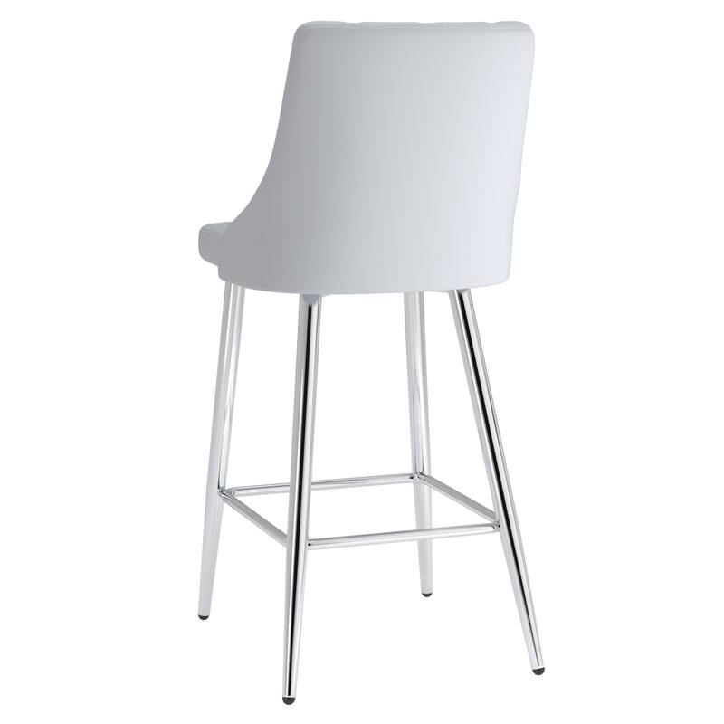 Contemporary Faux Leather and Metal 26" Counter Stool, Set of 4