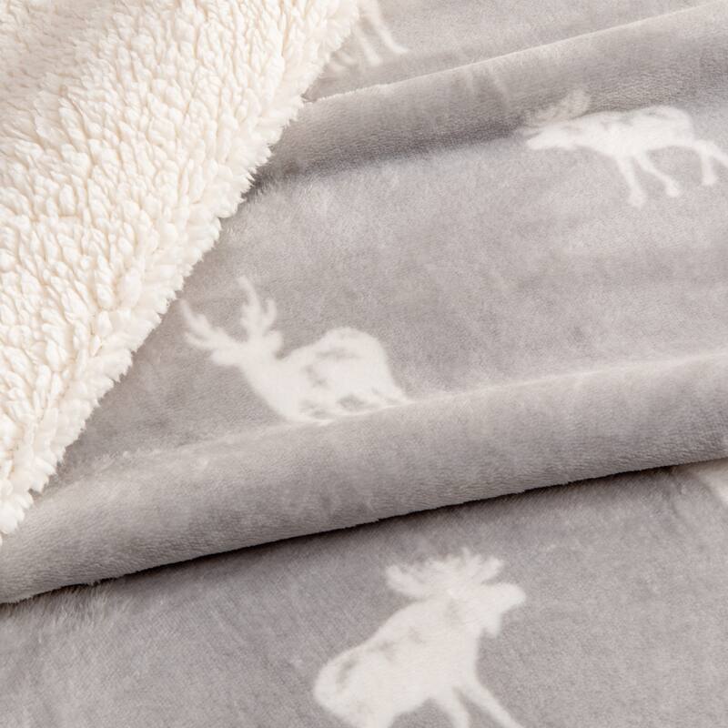 Linery & Co. Velvet Plush Reversible Sherpa Throw Blanket