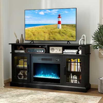 Electric Fireplace TV Stand -Media Entertainment Center w/LED Lights