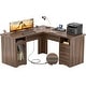 preview thumbnail 70 of 70, Modern Farmhouse L-Shape Desk with File Cabinet and Drawers, Homer Office Executive Desk with Charge Station