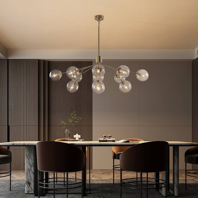 Starsky 12-Light Clear Bubble Glass Chandelier for Dining Room, Entryway, Living Room, Kitchen Island