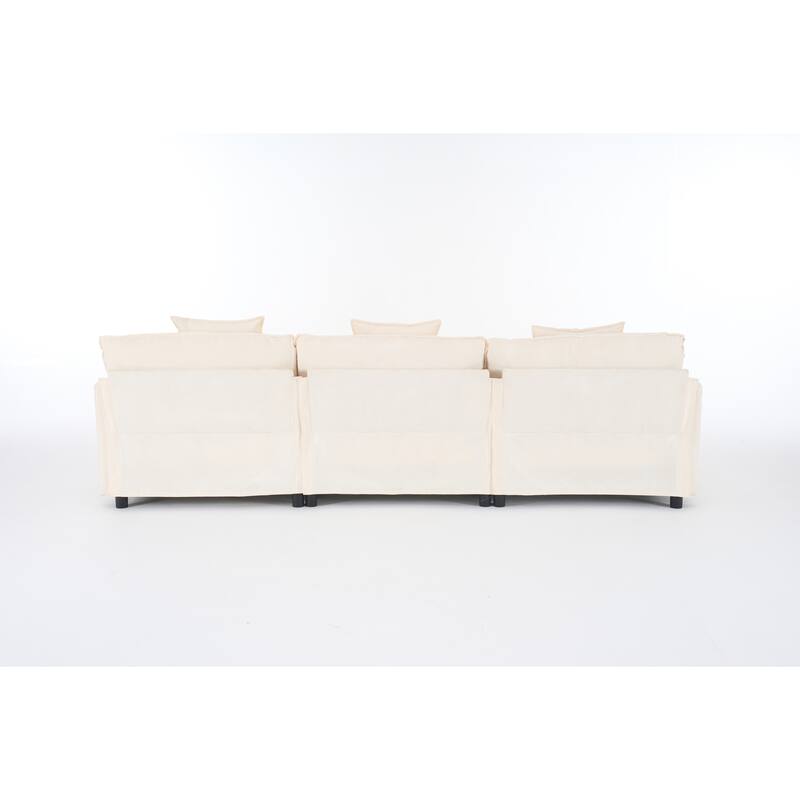 108" L-Shaped Sectional Sofa with Ottoman, 4-Seat Chenille Deep Seat Couch with Pillows, Modern Oversized Sofa for Living Room