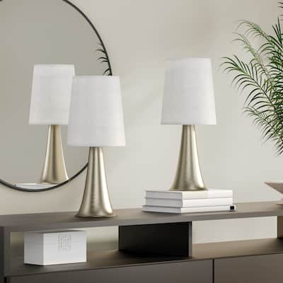 Strick & Bolton Lanteri Mini Touch Table Lamp Set with Fabric Shades (Set of 2)