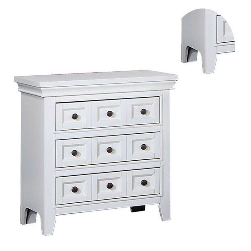 White 3 Drawer 26 in. W Nightstand with Sturdy Hardware and Ample Storage