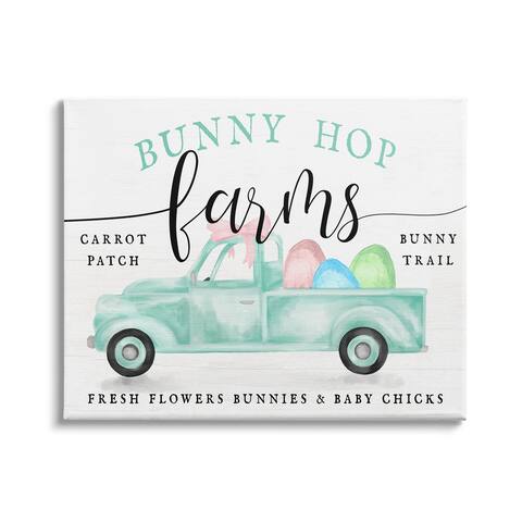 Stupell Industries Bunny Hop Farms Sign Easter Egg Green Truck Canvas Wall Art - Blue