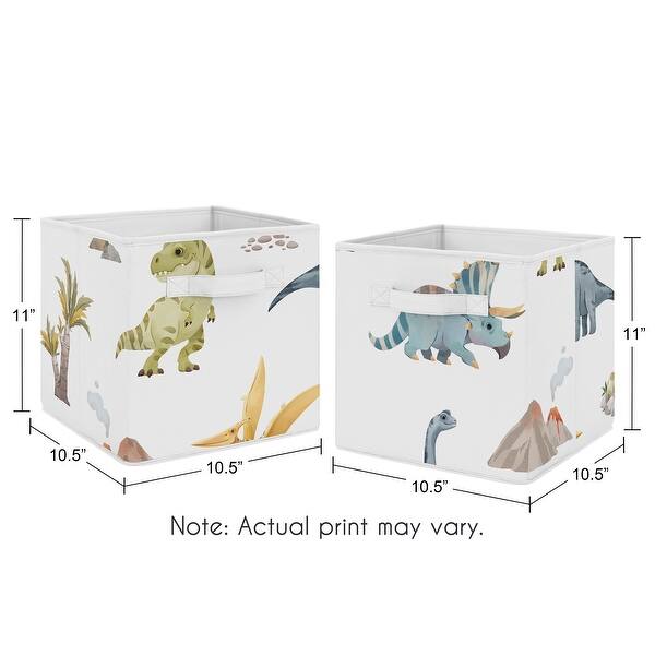 Sweet Jojo Designs Watercolor Dinosaur Dino Boy Foldable Fabric Storage Bins - Blue & Green, Modern Dinosaurs, Jurassic, Nature