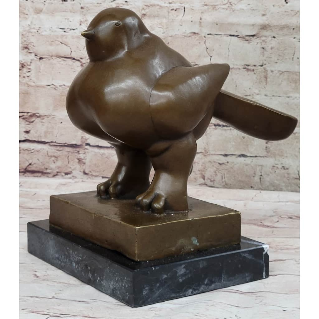 Bird By Fernando Botero Bronze Pigeon Dove Statue Sculpture Marble Base 10 Inches X 8 Inches