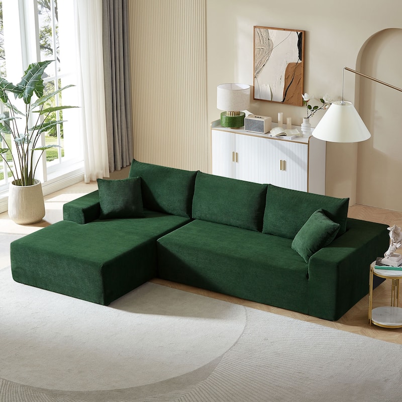 Green 108.5'' Modern L-Shape 3 Seater Sectional Sofa with Reversible Chaise, 2-Piece Modular Couch for Living Room