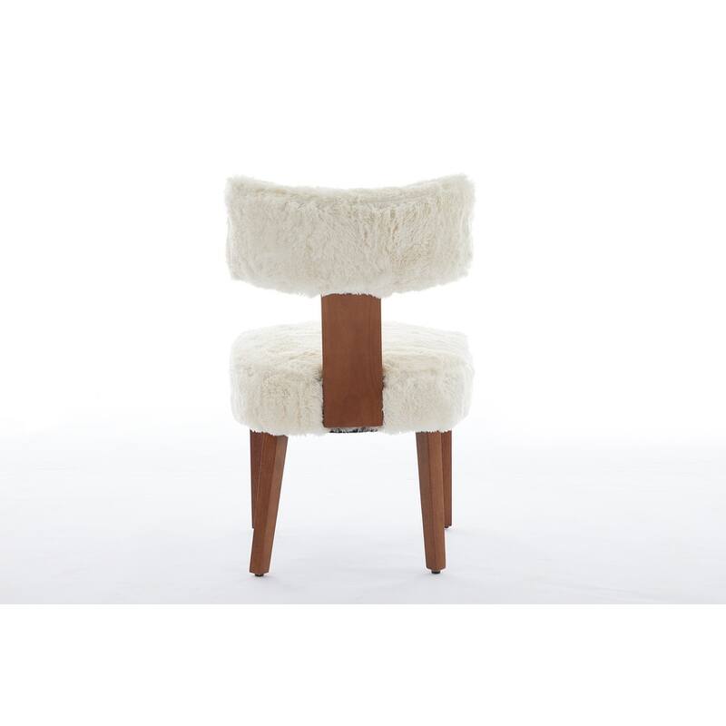 Set of 2 Modern Armless Dining Chairs With Curved backrest and Solid Wooden Legs for Dining Room Living Room