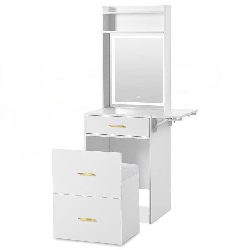 Small Vanity Desk with Mirror and Light
