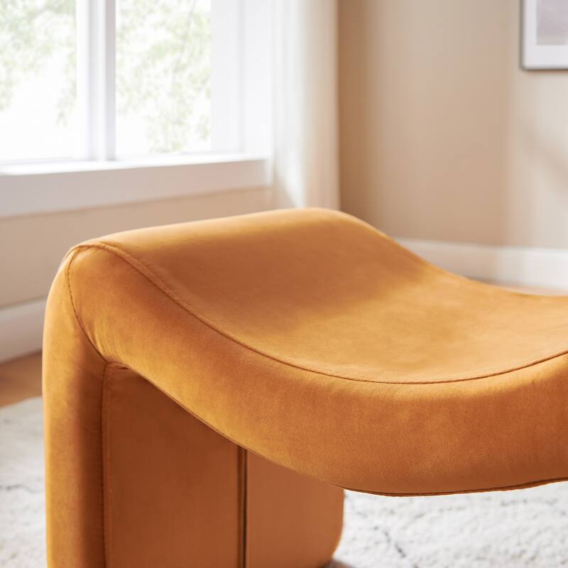 VANOMi Upholstered Pouf, Mid-Century Modern Ottoman, Cometemporary Foot Stool For Living Room Extra Vanity Seat For Small Space