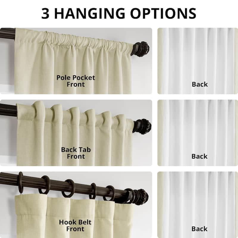 Exclusive Fabrics Italian Faux Linen Room Darkening Curtains for Bedroom & Living Room Curtains - Single Panel Window Curtains