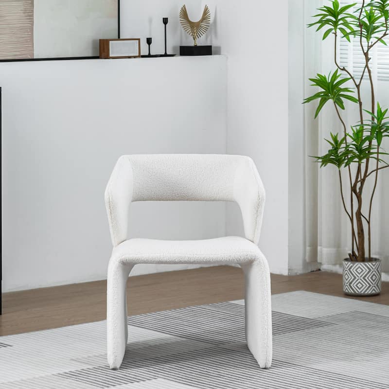 XINMICS Modern Sherpa Accent Chair, Teddy Upholstered Arm Single Sofa, Cozy Fluffy Reading Chair