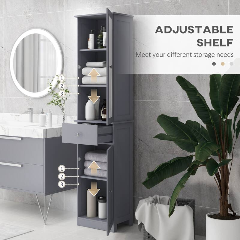 Kleankin Slim Bathroom Storage Cabinet - Gray