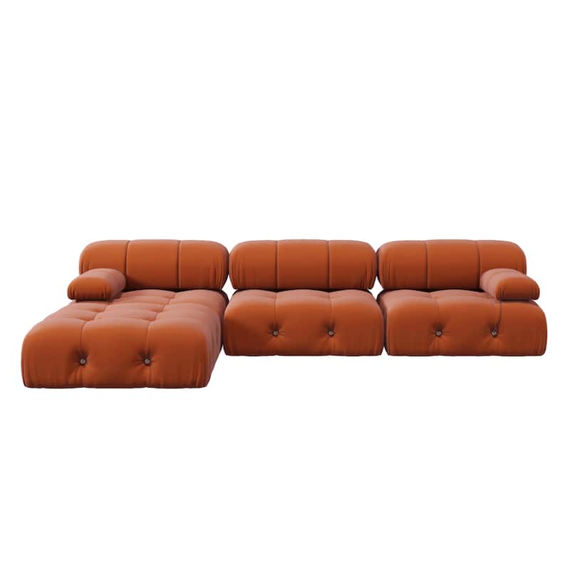 104" L-Shaped Sectional Sofa,Minimalist Velvet Sofas Couches with Reversible Chaise Ottoman