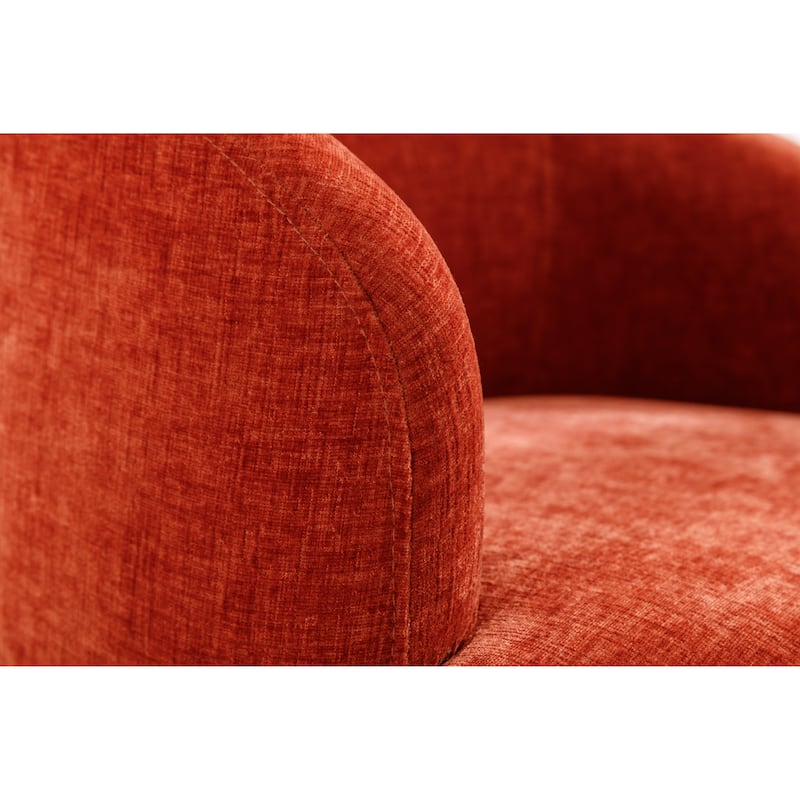 Chenille Fabric Swivel Accent Armchair Barrel Chair With Black Powder Coating Metal Ring