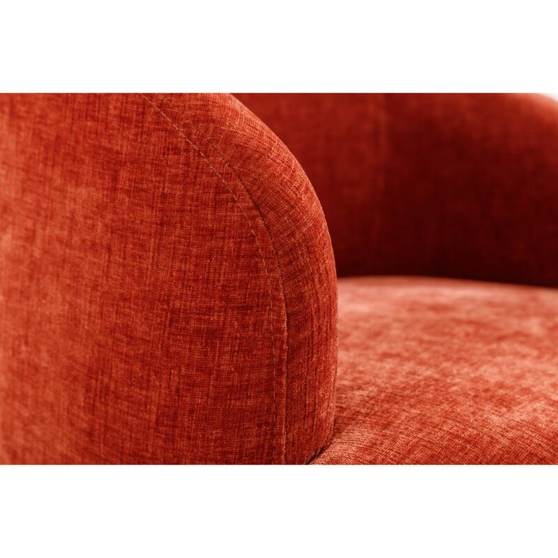 Orange Chenille 25.6" Swivel Barrel Chair with Black Coating