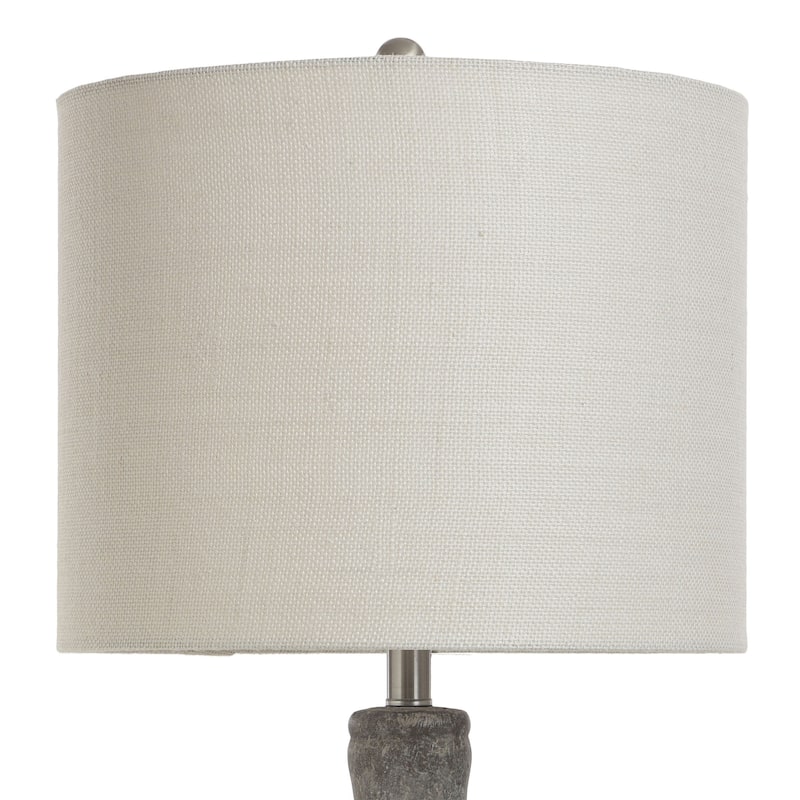 StyleCraft Olney Textured Concrete Table Lamp with Off-White Linen Drum Shade