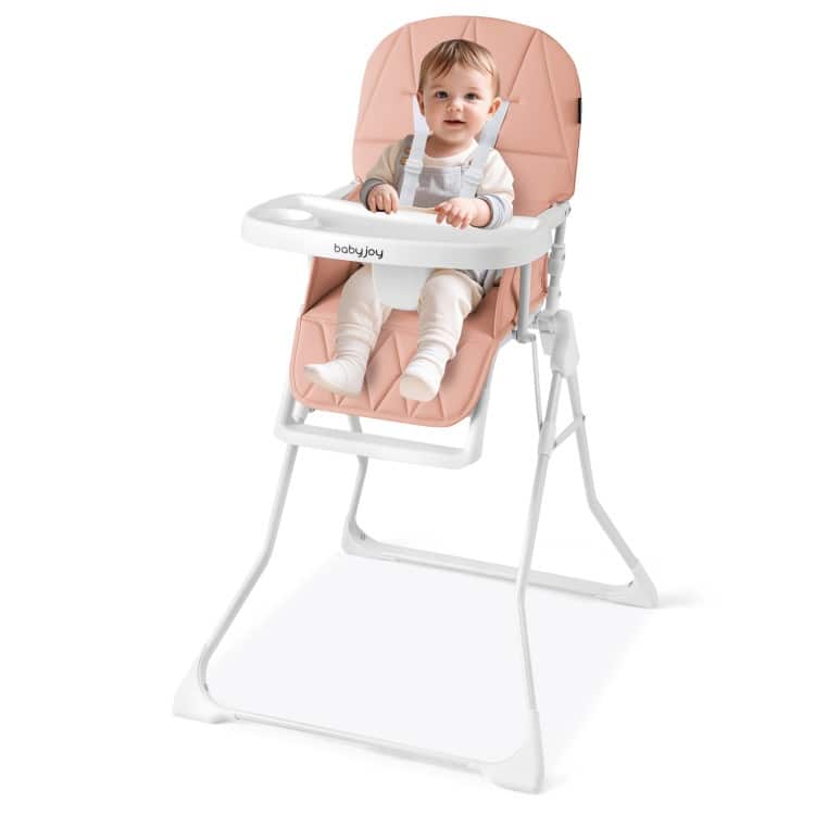 3-in-1 Foldable Baby High Chair with Tray and Footrest Adjustable Footrest Lightweight Waterproof PU Cushion