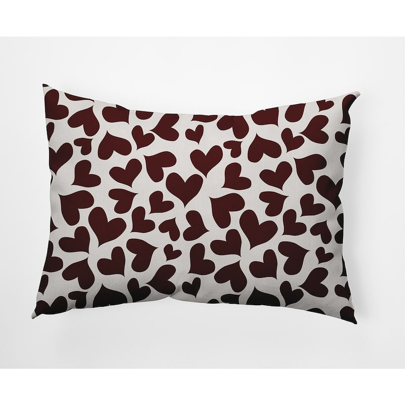 Patterned Hearts Valentine's Day Decorative Indoor/Outdoor Pillow - 14" x 20" - Maroon