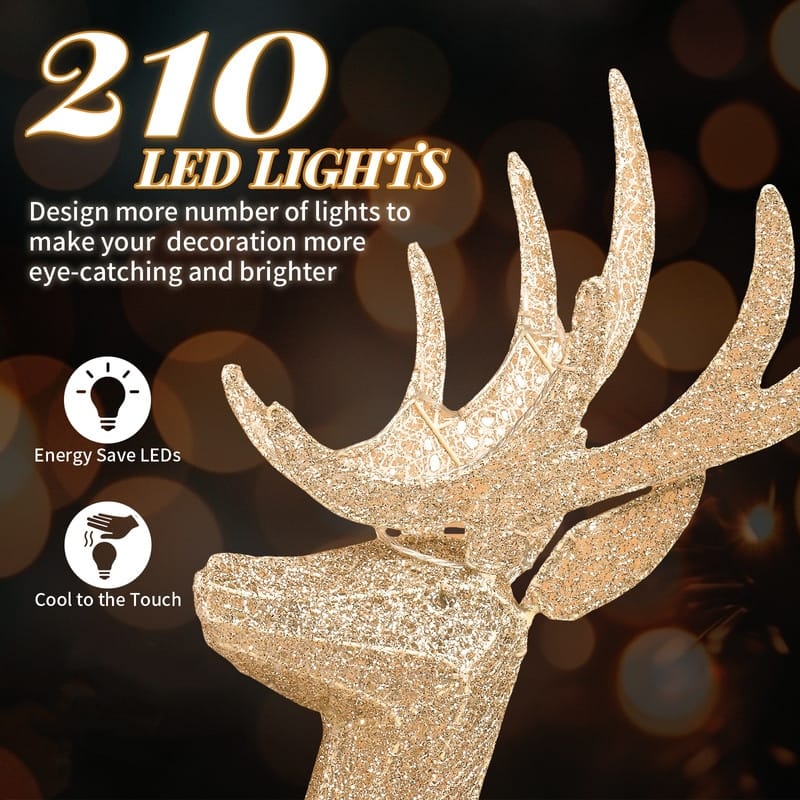 3-Piece Lighted Christmas Reindeer Family Set Outdoor Decorations Weather Proof Sparkling Deer Family