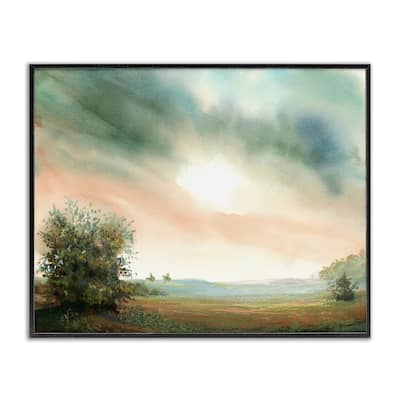 Stupell Sunrise over Pastoral Field Framed Giclee Art Design By Ashley Davis