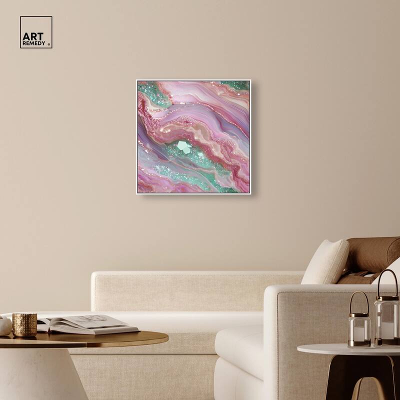 Pink and Mint Crystal II Canvas by Art Remedy