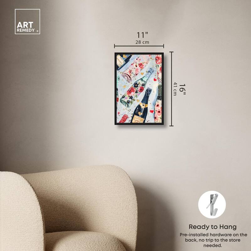 Fun Floral Champagne Canvas by Art Remedy
