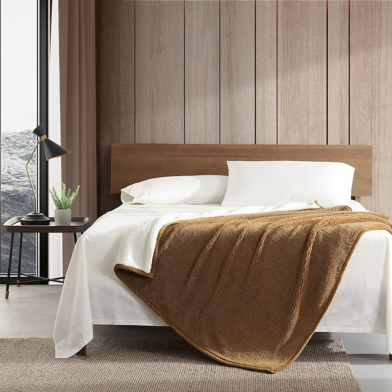 Eddie Bauer Printed Faux Shearling- Reversible Throw Blankets