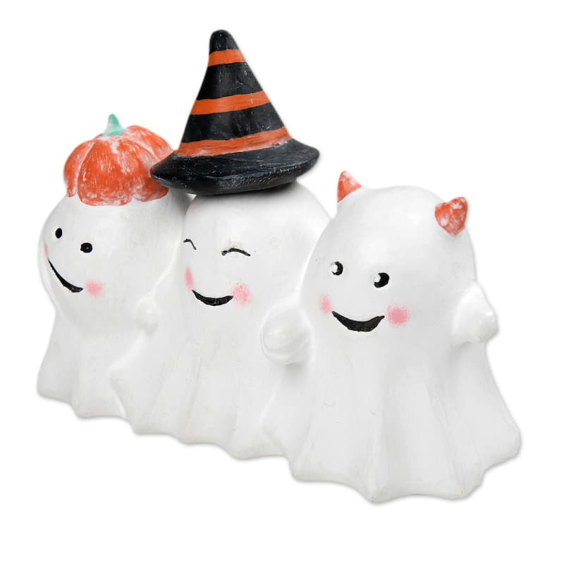 Novica Handmade Cheeky Halloween Trio Wood Sculpture