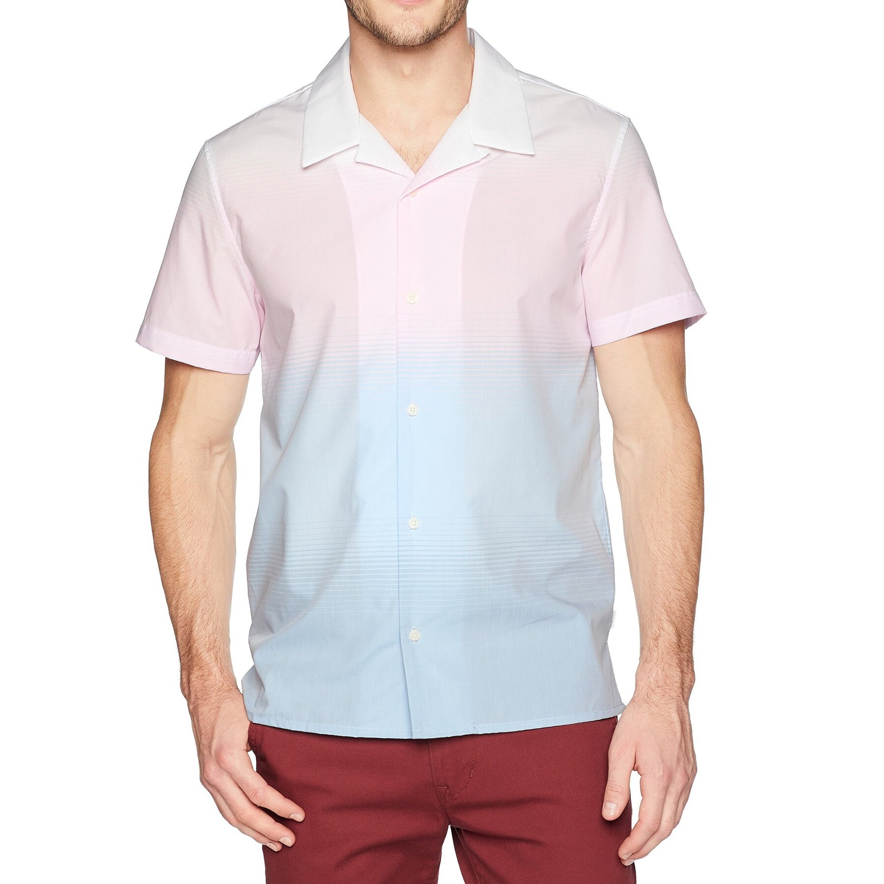 Shop Calvin Klein White Pink Blue Men Xl Ombre Stripe Button Down