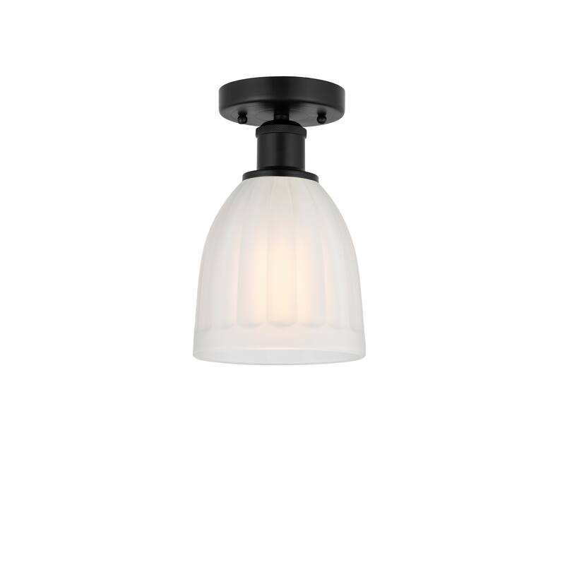 Innovations Lighting Brookfield - 1 Light 6" Semi-Flush Mount - Matte Black/White