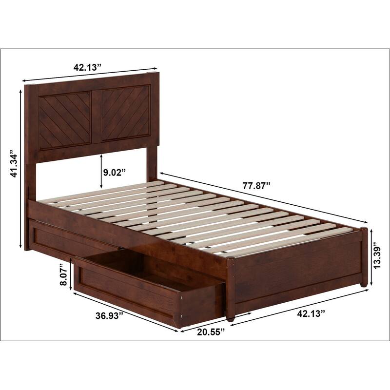 Clayton Platform Bed with Panel Footboard and Storage Drawers