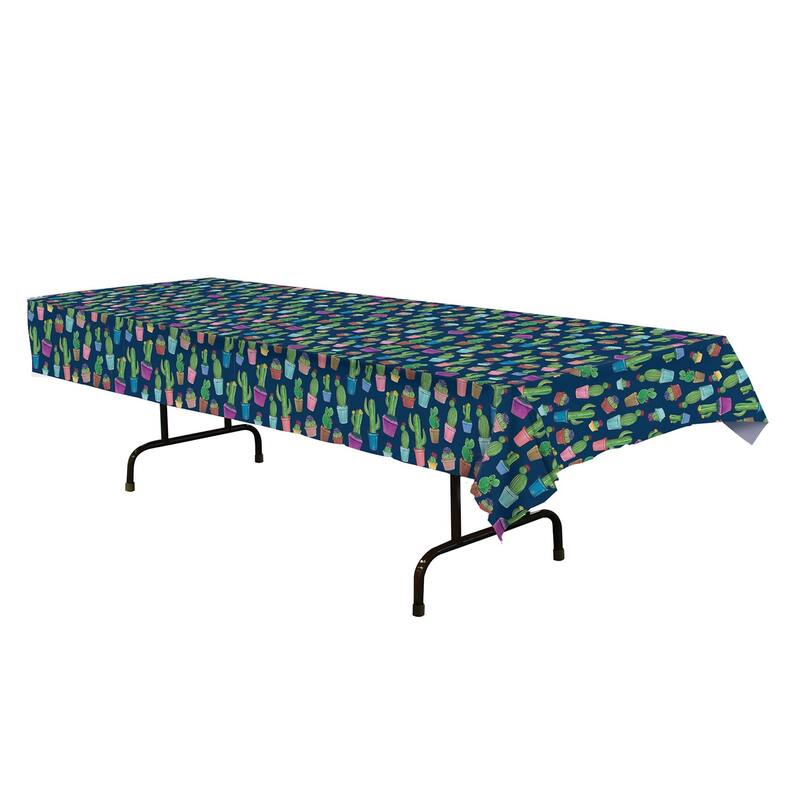 set of 12 green blue cactus tablecover 108"
