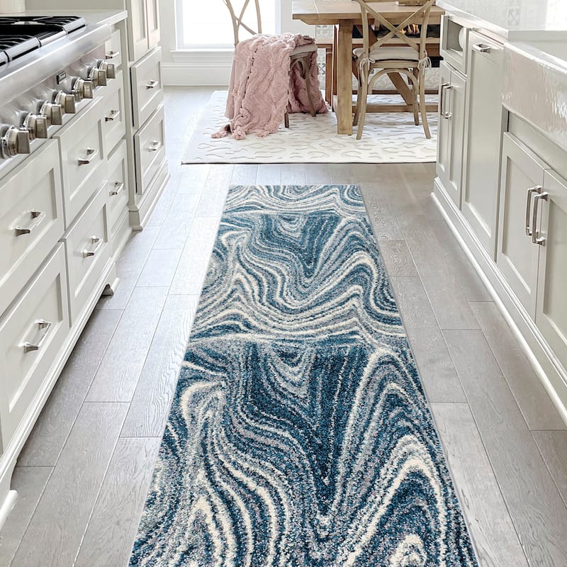 JONATHAN Y Zoe Contemporary Glam Abstract Marble Area Rug