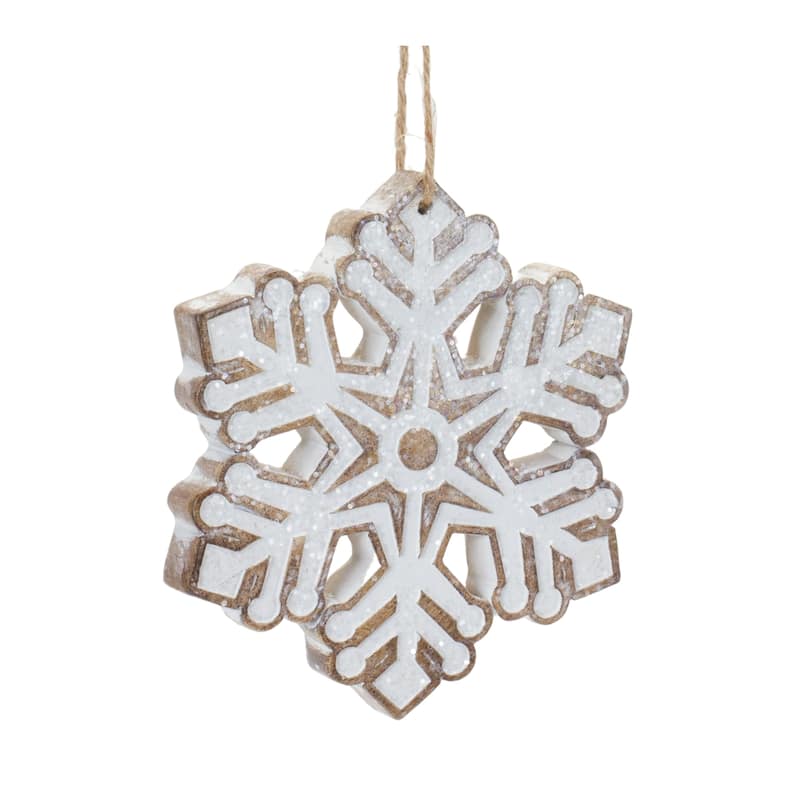 Glittered Snowflake Christmas Ornaments - 4.75" - Set of 3