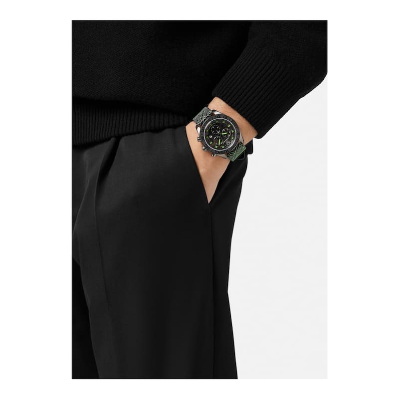 Versace Greca Dome Chrono Leather Watch