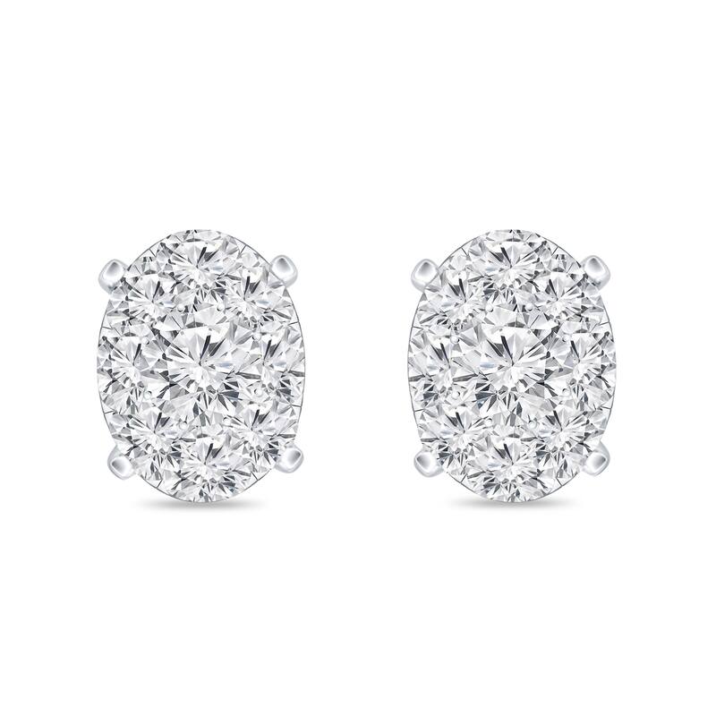 Auriya 14k Gold 5/8ctw Oval Pave Diamond Stud Earrings (H-I, I1-I2)