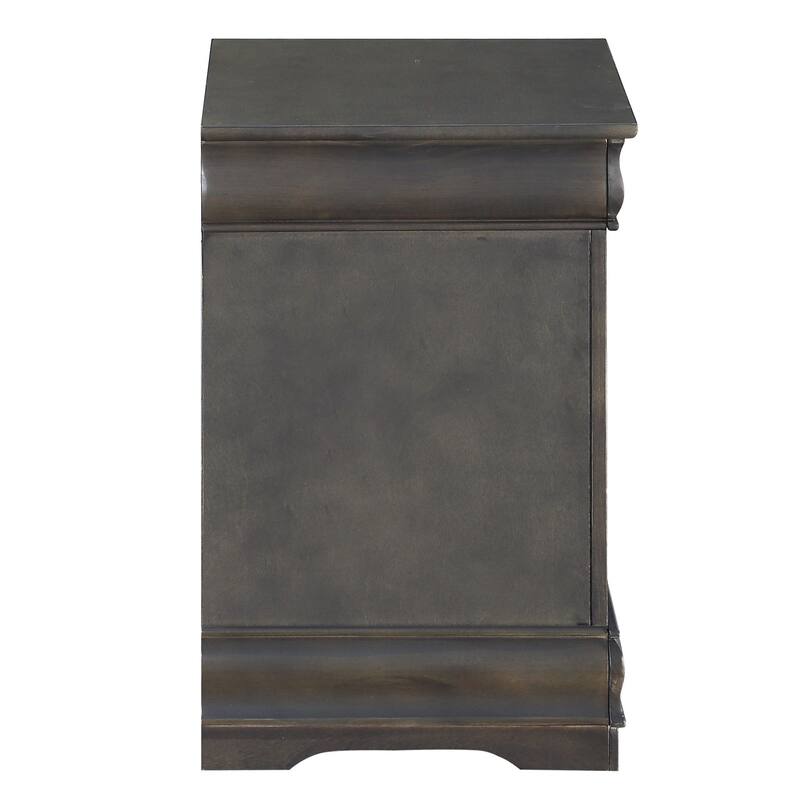 Classic Gray Finish Wooden Nightstand with 2 Drawers
