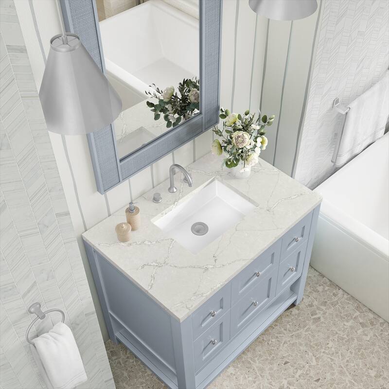 Breckenridge 36" Single Vanity, Serenity Blue - 36 - Victorian Silver
