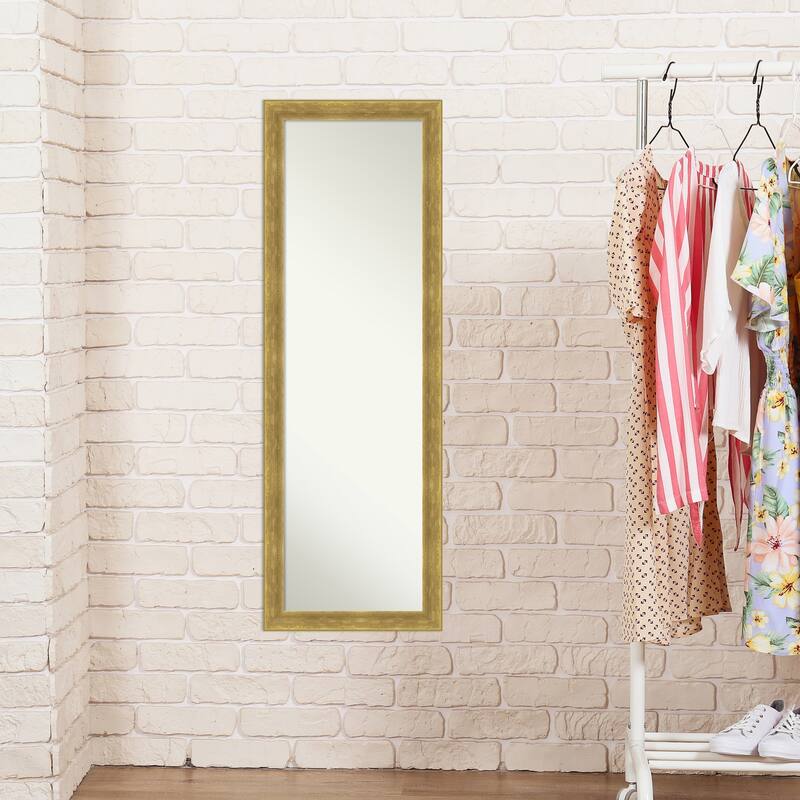 Angled Non-Beveled Wood Framed Full-Length On the Door Mirror - Glass Size 14x48