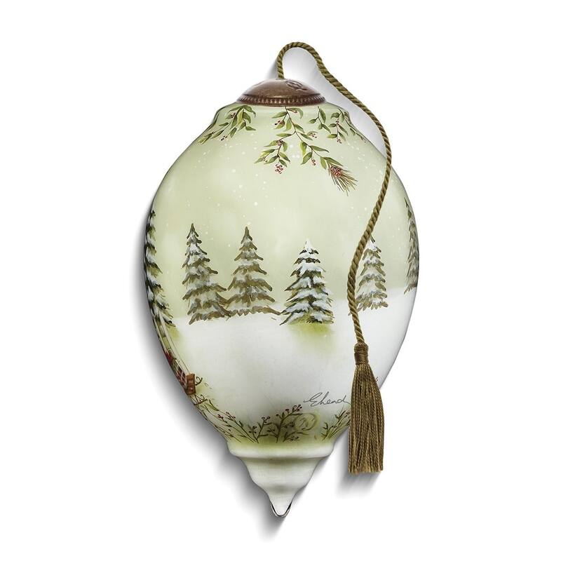 Curata Frosty Friends Hand-Painted Glass Ornament
