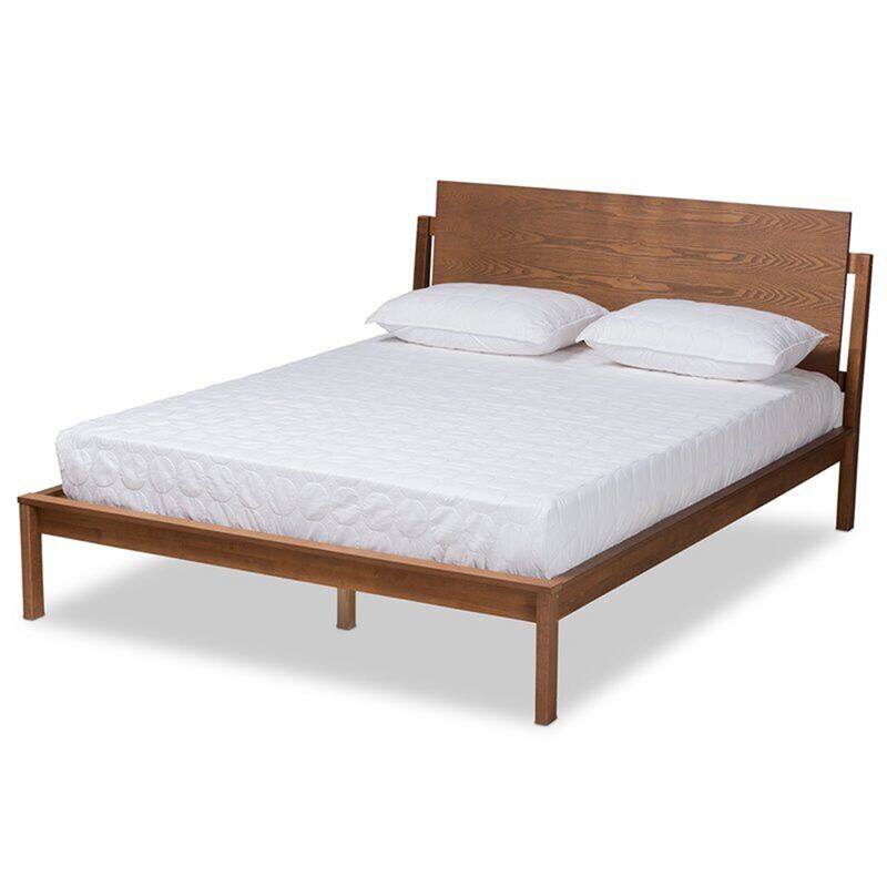 Walnut Brown Finished King Size Platform Bed