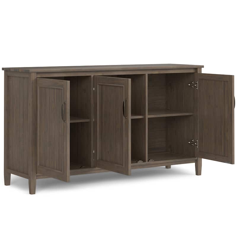 WYNDENHALL Rowan SOLID WOOD 60 inch Wide Contemporary Wide Storage Cabinet in Smoky Brown - 18"d x 60" w x 34"h