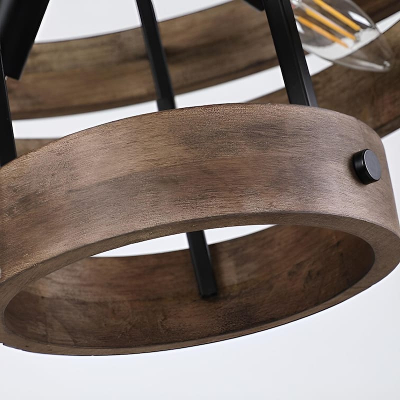 Wooden Rustic Lantern Chandelier, 6-Light Contemporary Pendant Light - N/A