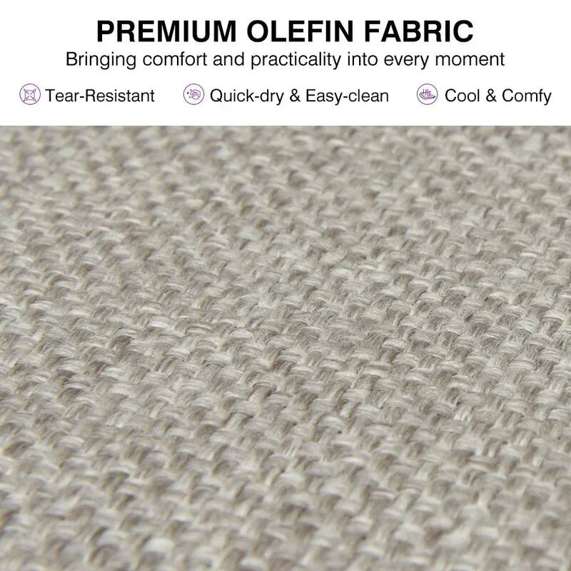 PURPLE LEAF Santorini 10 Piece Khaki Patio Sectional Sofa Set with Ottoman Cushions Poolside Garden Outdoor Conversation Sets